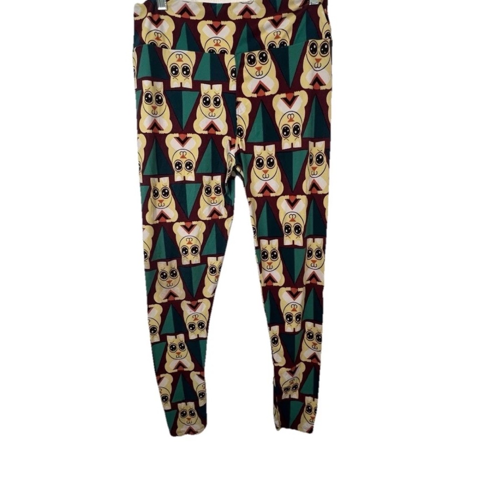 TC LuLaRoe Unicorn Leggings Multi Color Bunny Print Tall And Curvy Size 16